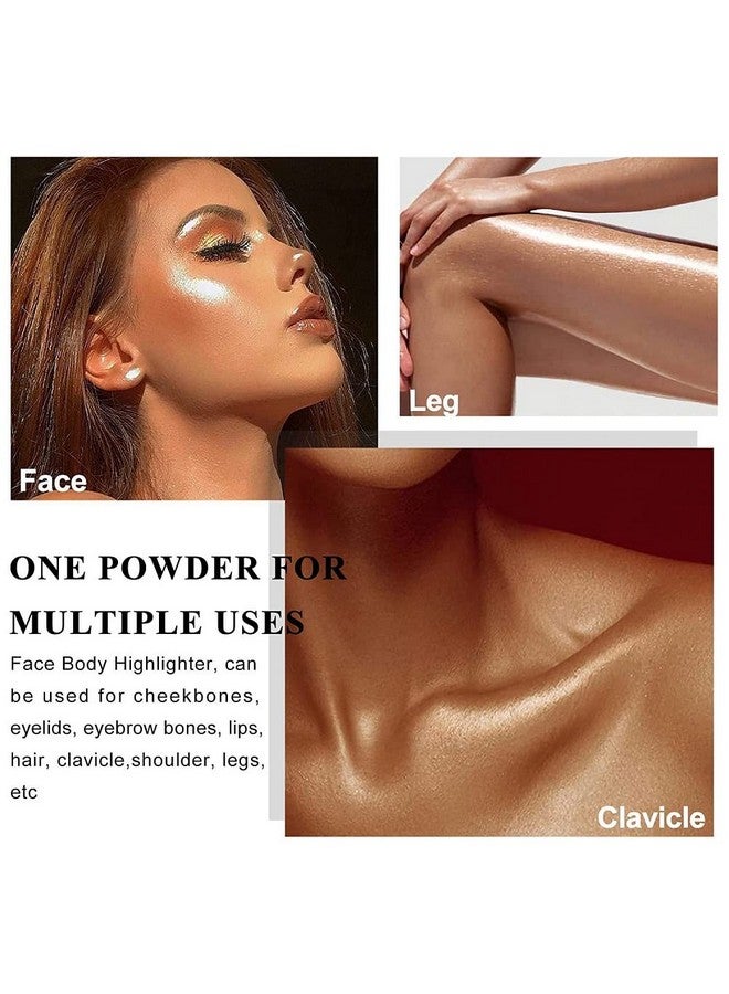 PAQIMAN Glitter Powder Highlighter Makeup, Body Brightens The Natural Three-Dimensional Face Blusher Patting Powder Highlighter. (01# White Moonbeam) - Image 2