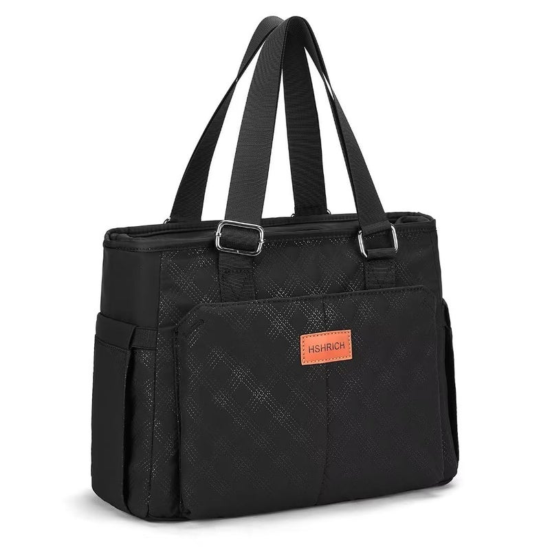 HSHRICH Large Women Lunch Bags for WorkInsulated Cooler Lunch Box with Side Pockets 14L Capacity Black