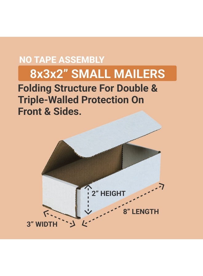 أفيديتي صناديق بريد من الورق المقوى المموج الأبيض مقاس 8 × 3 × 2 بوصة، عبوة مكونة من 50 قطعة مقاومة للسحق للشحن والبريد والتخزين - Image 2