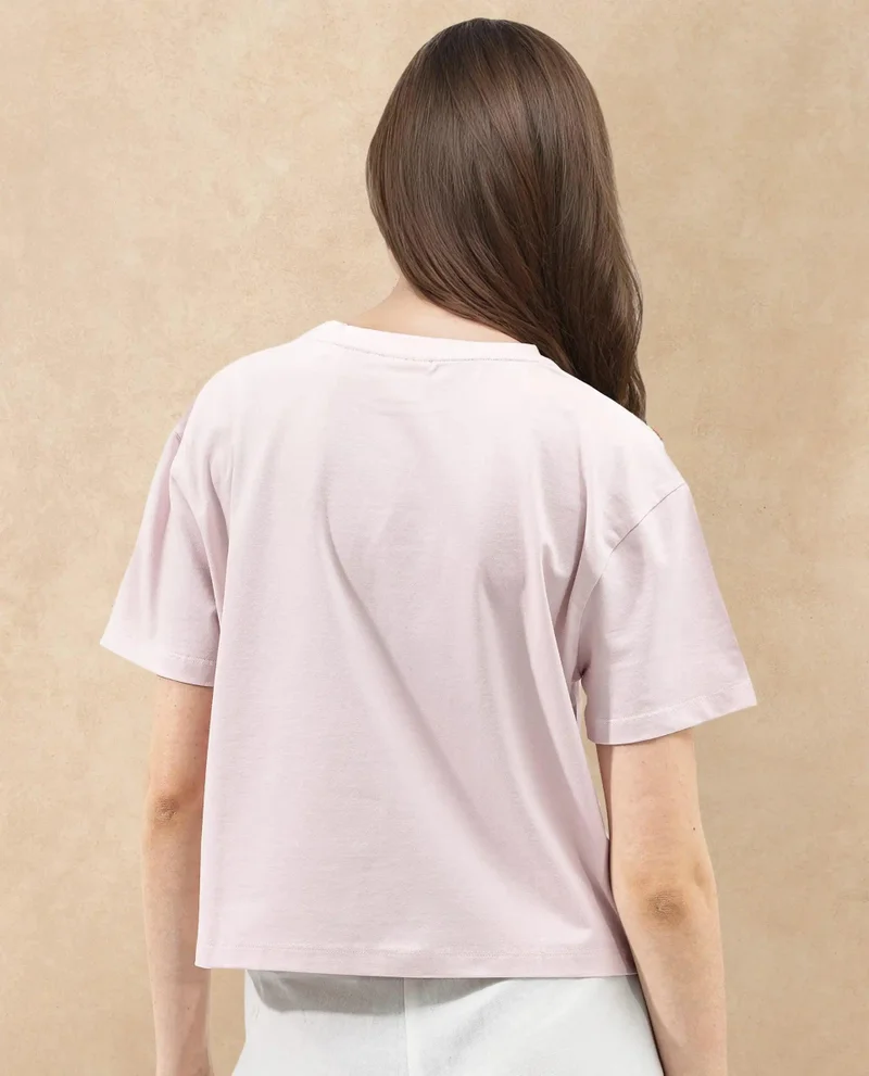 Rareism Women's Graphic Print Crop T-Shirt