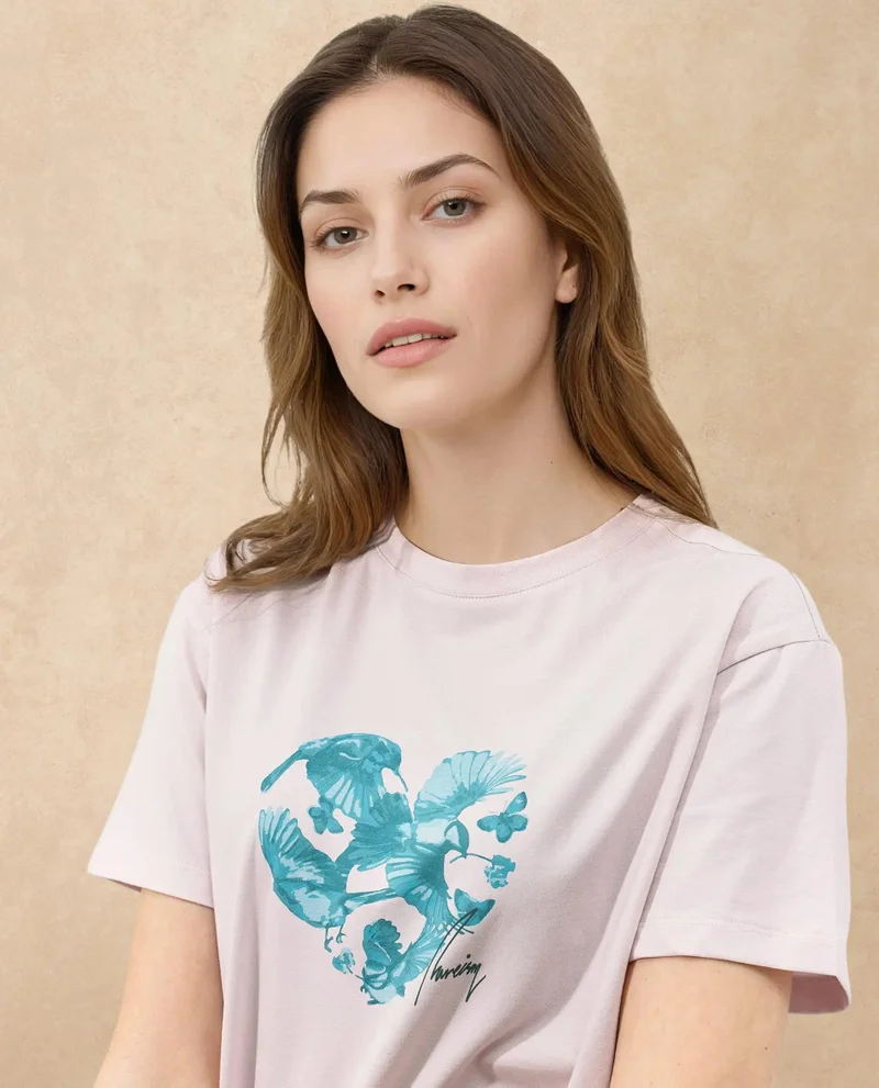 Rareism Women's Graphic Print Crop T-Shirt