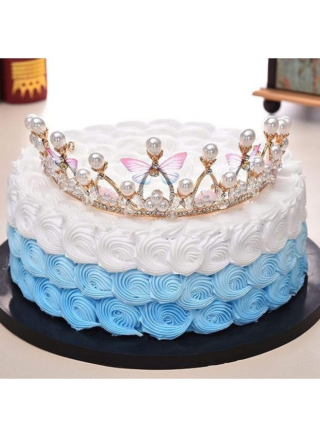 GOVINDGOPAL Flower Girl Crown Princess Butterfly Tiara Gold Crystal Rhinestone Pearl Headband for Kids Women Adults Birthday Wedding Quinceanera Pageant From Homecoming Halloween Mermaid Costume Party - Image 5