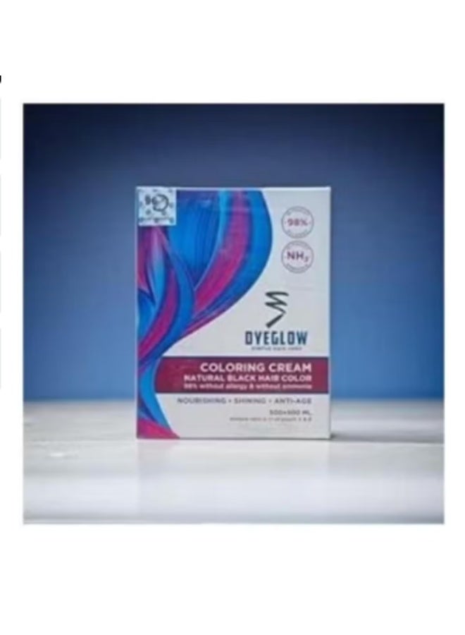 Dyeglow Hair Color, Ammonia-free, Non-Allergic,Natural Black,Hair Colouring Cream,1000Ml, Without Alergy, Nourishing and Anti-Aging,500ml+500ml - Image 1
