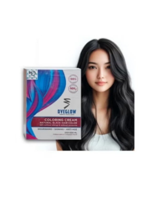 Dyeglow Hair Color, Ammonia-free, Non-Allergic,Natural Black,Hair Colouring Cream,1000Ml, Without Alergy, Nourishing and Anti-Aging,500ml+500ml - Image 5