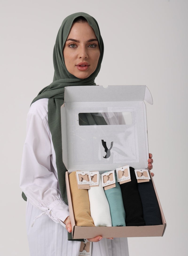 Ophelia Premium Bamboo Jersey Hijab for Women (6 Pieces) – Assorted Mix Colors – Soft Stretchy Breathable Non-Slip Everyday Headscarf Set - Image 1