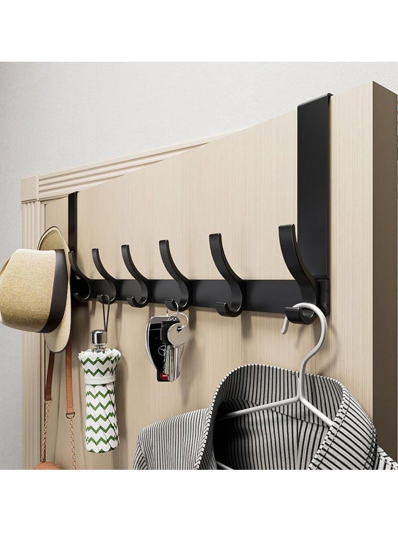 Arabayt Door Hanger, Over The Door Hook, Moving 7-Hooks Over Door Coat Rack for Hanging, Aluminum Heavy Duty Door Organizer for Towels, Clothes, Hats, Bag, Behind Back of Door Bathroom (Black,C) - Image 3