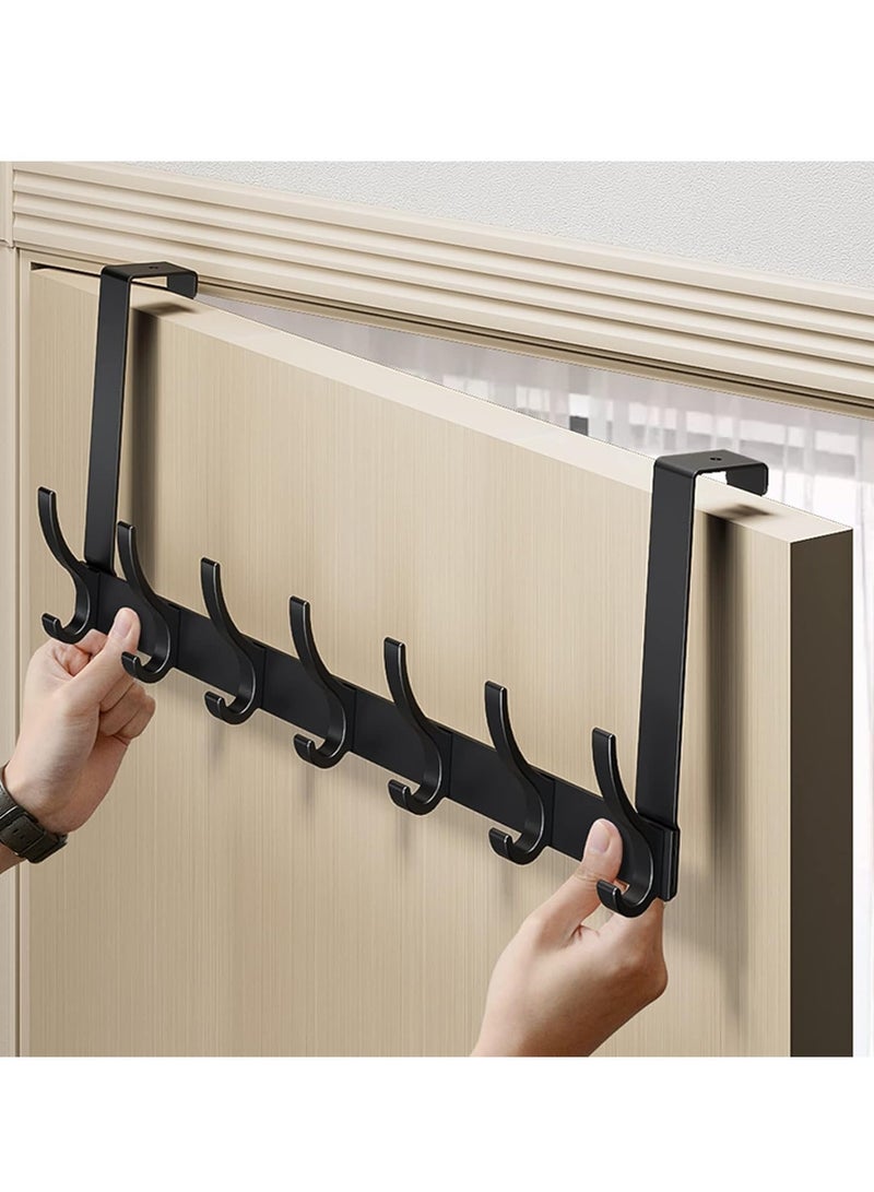 Arabayt Door Hanger, Over The Door Hook, Moving 7-Hooks Over Door Coat Rack for Hanging, Aluminum Heavy Duty Door Organizer for Towels, Clothes, Hats, Bag, Behind Back of Door Bathroom (Black,C) - Image 5