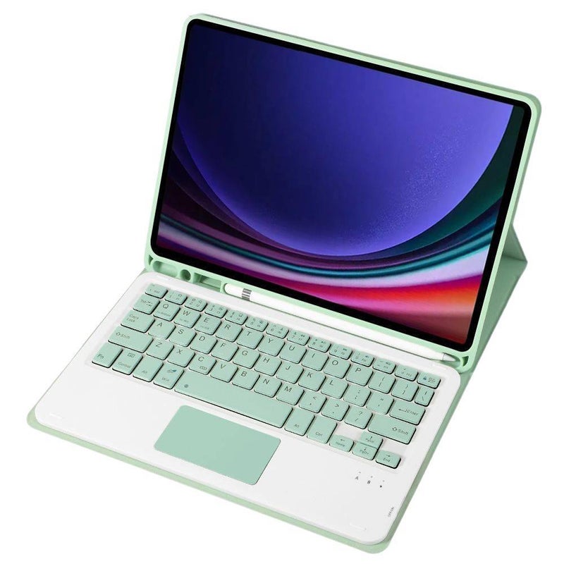 حافظة سامسونج تاب باللون وردي مع غطاء حماية ووظيفة حامل وحمل يومي للتابلت بوظيفة حامل Samsung Tab Keyboard بلوحة مفاتيح متوافقة مع عدة موديلات سامسونج جالكسي تاب للتنقل اليومي - Image 3
