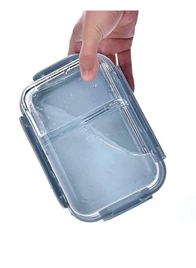 DUNISO Microwave Heating High Borosilicate Glass Lunch Boxes Glass Bowls 1000ML，2 Compartment Lunch Box With Lid Glass，Meal Prep Containers - Image 5