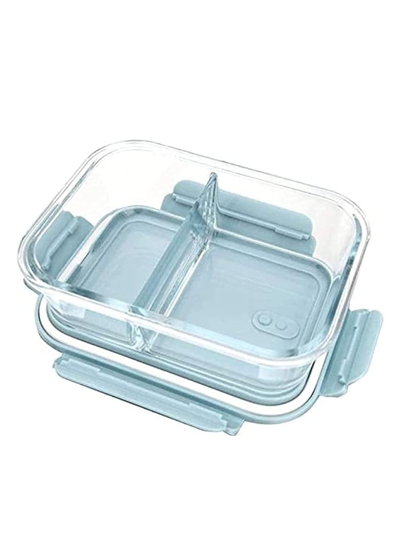 DUNISO Microwave Heating High Borosilicate Glass Lunch Boxes Glass Bowls 1000ML，2 Compartment Lunch Box With Lid Glass，Meal Prep Containers - Image 2