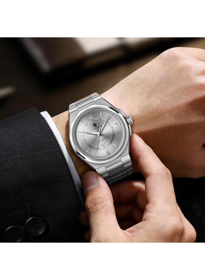 Sapphero Watches for Men Arabic Numeral Dial Quartz Wristwatch 50M Waterproof Luminous Watches Mens Watch Work Sport Casual Dress Watch with Stainless Steel Strap Elegant Gifts for Men - Image 3