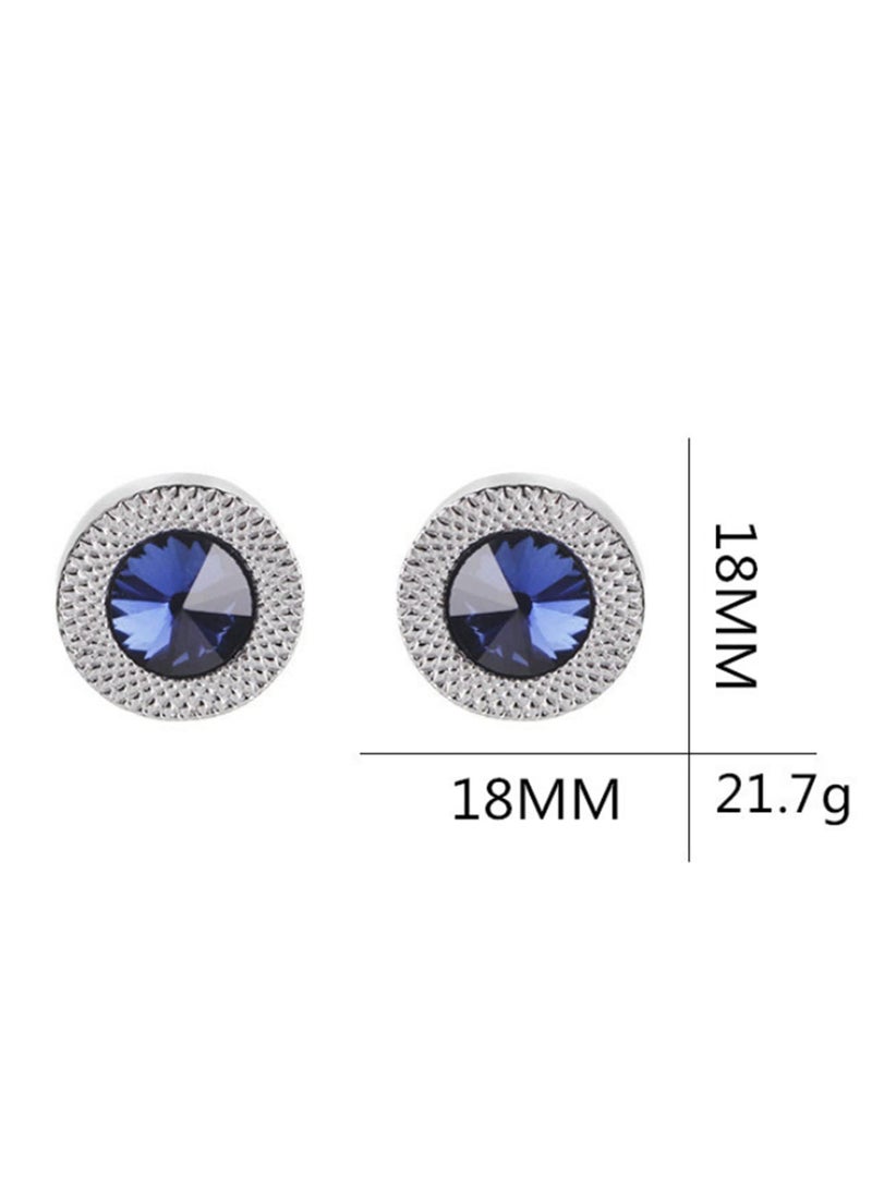 Blue Crystal Cone Cufflinks for Men Classic Luxury Designer Prismatic Cuff Buttons Elegant Wedding Formal Shirt Accessories Stylish Taper Cuff Links Gift for Him - Image 3