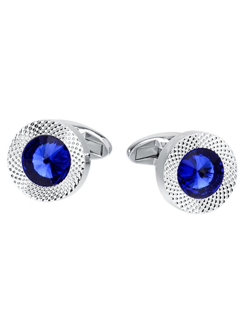 Blue Crystal Cone Cufflinks for Men Classic Luxury Designer Prismatic Cuff Buttons Elegant Wedding Formal Shirt Accessories Stylish Taper Cuff Links Gift for Him - Image 1