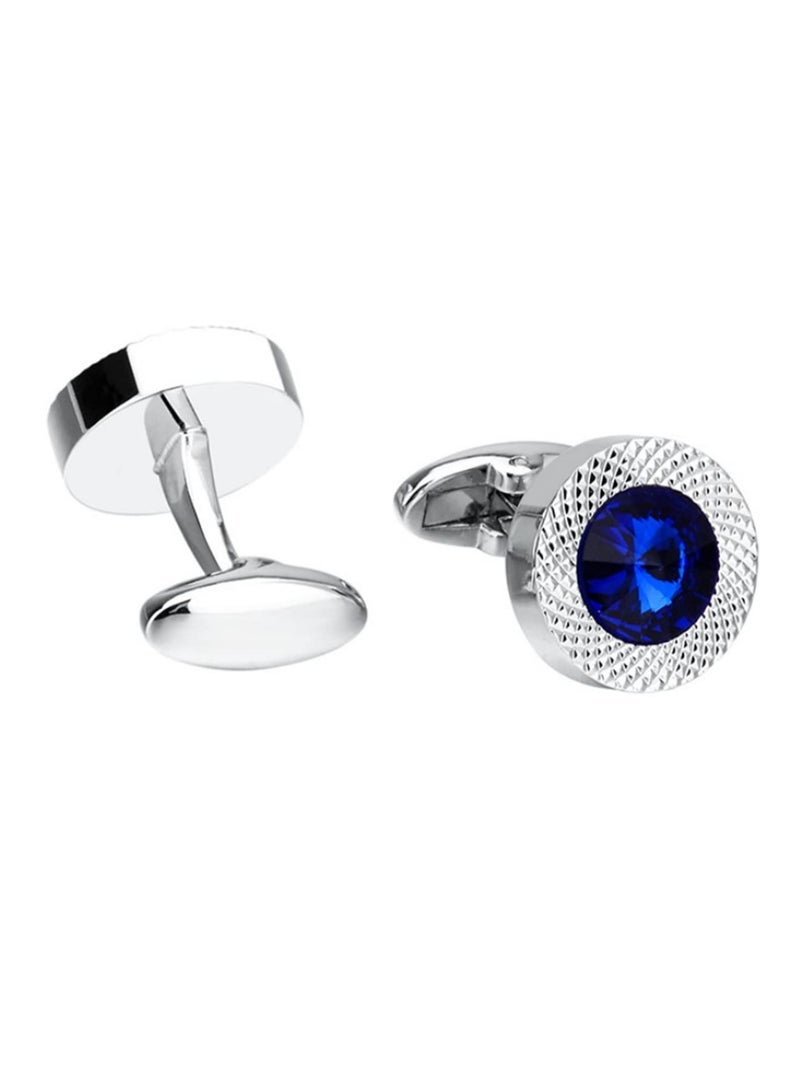 Blue Crystal Cone Cufflinks for Men Classic Luxury Designer Prismatic Cuff Buttons Elegant Wedding Formal Shirt Accessories Stylish Taper Cuff Links Gift for Him - Image 2