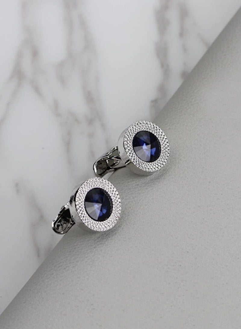 Blue Crystal Cone Cufflinks for Men Classic Luxury Designer Prismatic Cuff Buttons Elegant Wedding Formal Shirt Accessories Stylish Taper Cuff Links Gift for Him - Image 4
