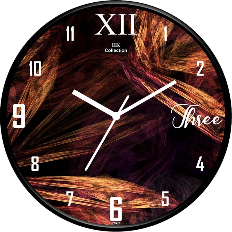 IIK COLLECTION Designer Analouge Round Wall Clock with Glass for Home/Kitchen/Living Room/Bed Room/Office, Size (28 cm x 28 cm x 6 cm) (IIK-787C-WC) - Image 1