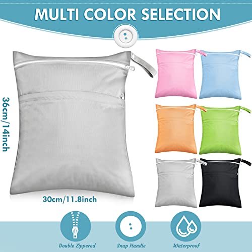 Kenning 6 Pack Wet Bag for Swimsuit Baby Cloth Diapers or Wet Clothes with 2 Zippered Pockets Waterproof Reusable Travel Beach Pool Gym Bags, 6 Colors - Image 2
