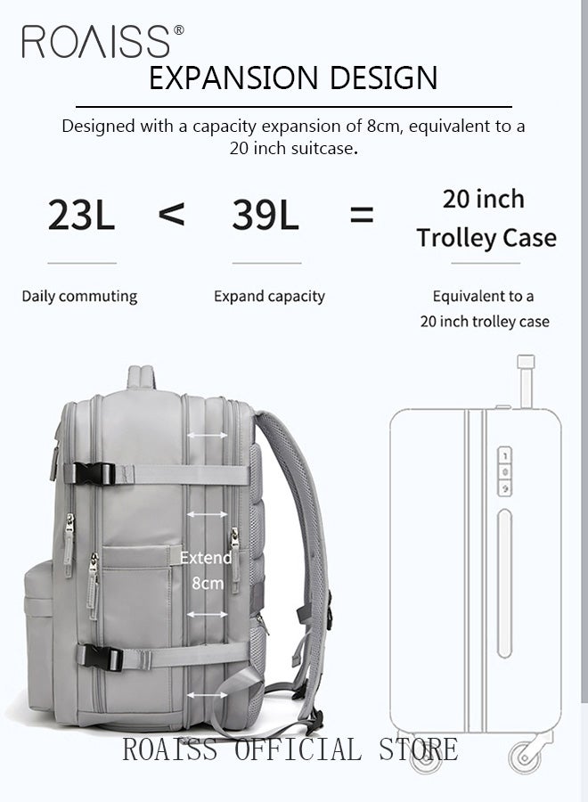 roaiss High Capacity Business Travel Backpack Expandable Luggage Bag for Short Trips Dry and Wet Separation Scientific Storage Business Computer Bag Simple Solid Color Design with Independent Shoe Storage  - Image 4