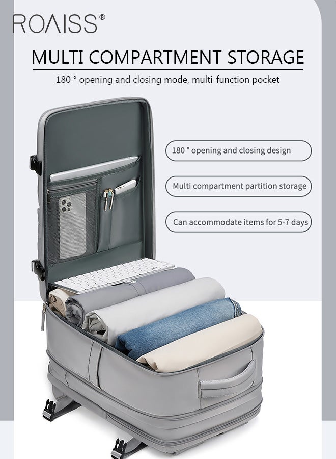 roaiss High Capacity Business Travel Backpack Expandable Luggage Bag for Short Trips Dry and Wet Separation Scientific Storage Business Computer Bag Simple Solid Color Design with Independent Shoe Storage  - Image 5