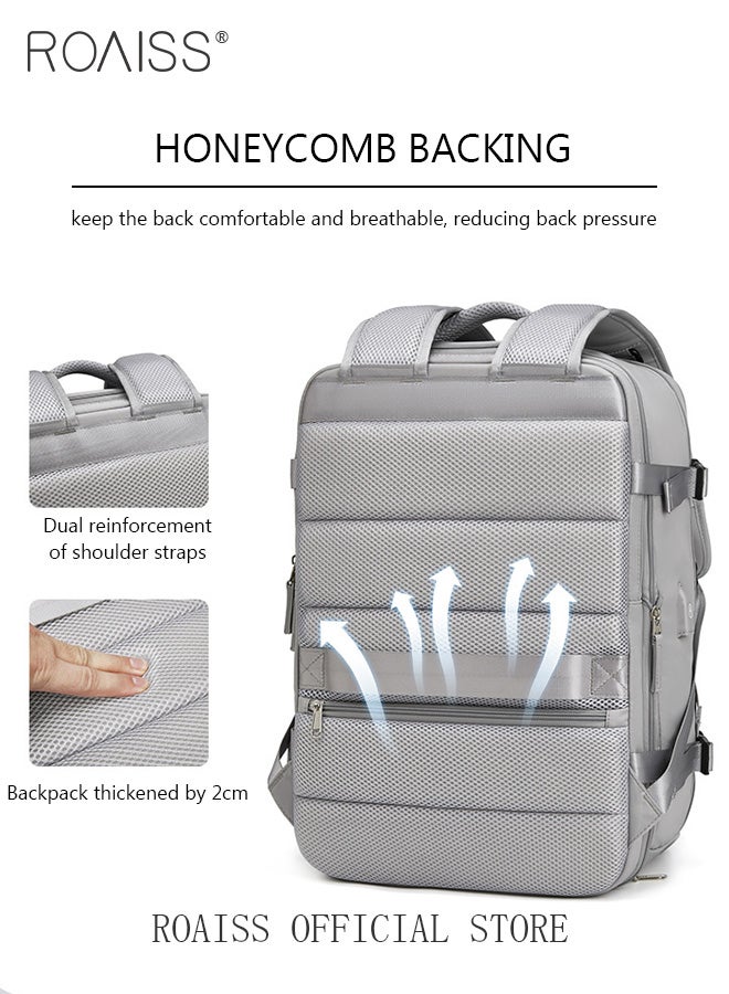 roaiss High Capacity Business Travel Backpack Expandable Luggage Bag for Short Trips Dry and Wet Separation Scientific Storage Business Computer Bag Simple Solid Color Design with Independent Shoe Storage  - Image 3