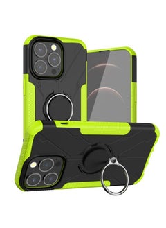 Generic Case Cover For iPhone 13 Armor Bear Shockproof PC + TPU Protective Case with Ring Holder Green 