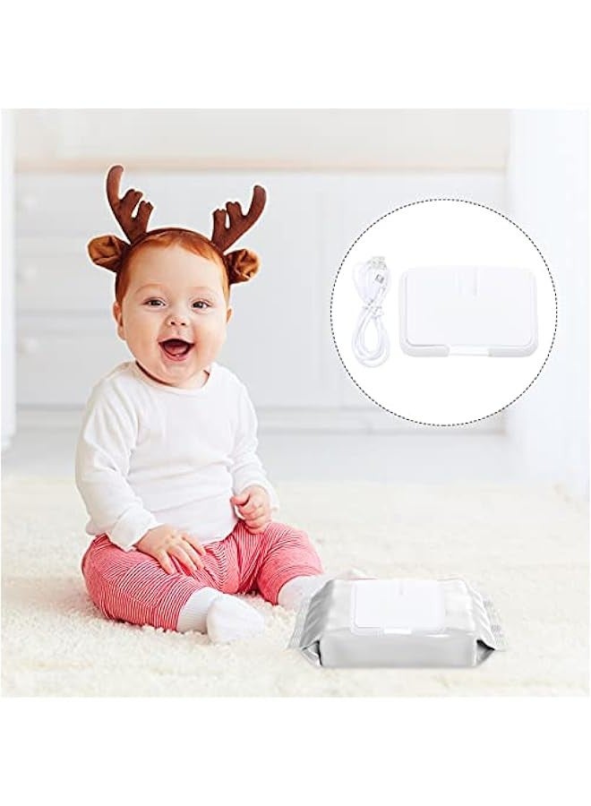 Diaper Wipe Warmer 8W Baby Wipe Warmer Portable Baby Dispenser Plastic Tissue Storage Box Dispenser Holder for Home Car White Heater - Image 2