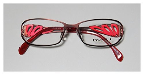 Koali By Morel 6919k Womens/Ladies Designer Full-rim Natural Materials Hip Case Fancy Eyeglasses/Spectacles (50-17-135, Reddish Brown/Red / Lime) - Image 2