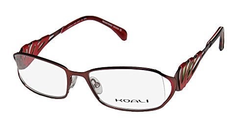 Koali By Morel 6919k Womens/Ladies Designer Full-rim Natural Materials Hip Case Fancy Eyeglasses/Spectacles (50-17-135, Reddish Brown/Red / Lime) - Image 1