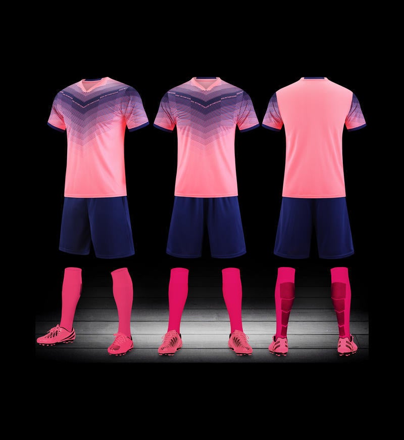 Generic Adults and childrens same style football uniform suit student team competition training pair uniform student jersey leisure sportswear Pink/black pants 