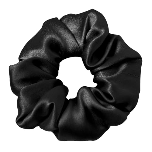 LILYSILK Silk Hair Scrunchies for FrizzBreakage Prevention 100 Mulberry Silk Hair Ties No Damage Elastic Silk ponytail Holders 1Pc Black - Image 2