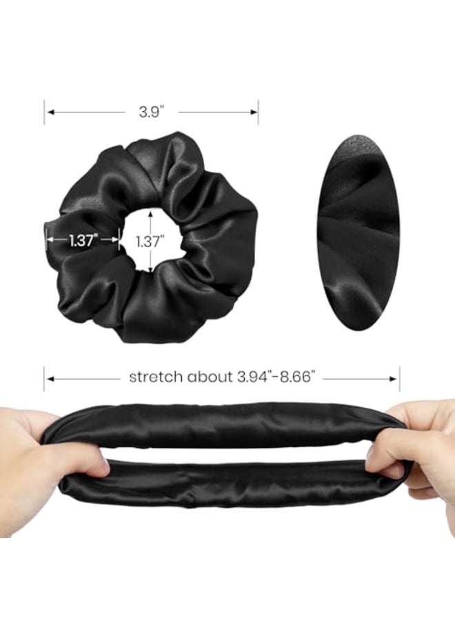 LILYSILK Silk Hair Scrunchies for FrizzBreakage Prevention 100 Mulberry Silk Hair Ties No Damage Elastic Silk ponytail Holders 1Pc Black - Image 4