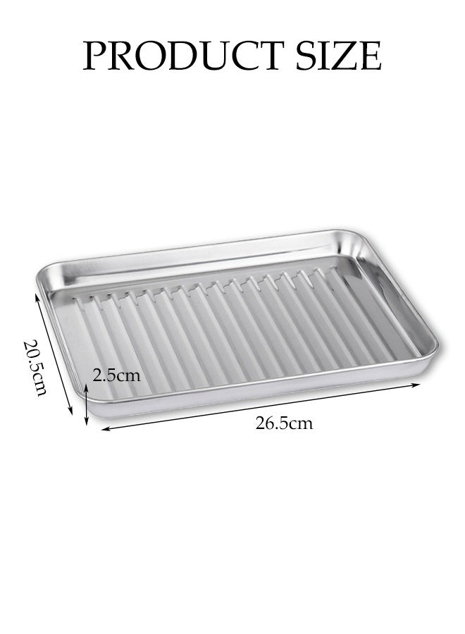 DUNISO Rectangle Baking Tray, Stainless Steel Small Baking Pan Oven Tray for Cooking & Roasting, Corrugated Bottom, Healthy & Sturdy, Dishwasher Safe ﻿ - Image 2