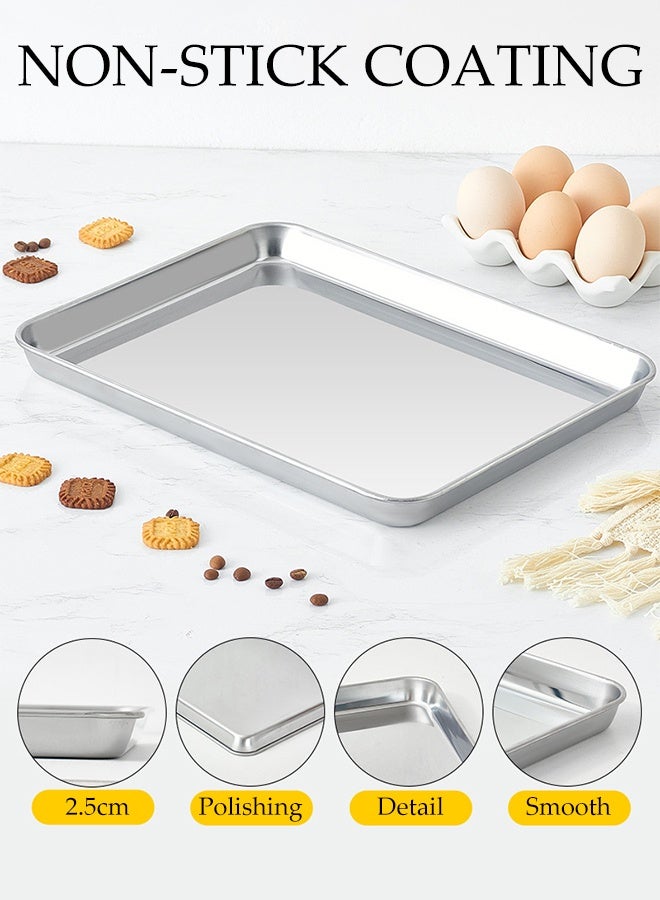 DUNISO Rectangle Baking Tray, Stainless Steel Small Baking Pan Oven Tray for Cooking & Roasting, Corrugated Bottom, Healthy & Sturdy, Dishwasher Safe ﻿ - Image 4