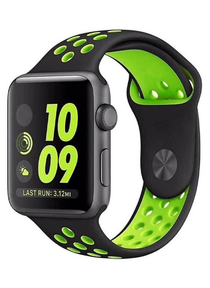 Generic - Compatible with Apple Watch Band 45mm 44mm 42mm 49mm ,Soft Silicone Sport Breathable Replacement Band Compatible for Apple Watch SE iWatch Series 7 8 6 5 4 3 2 1 ultra,Black/Lemon L/M - Image 1