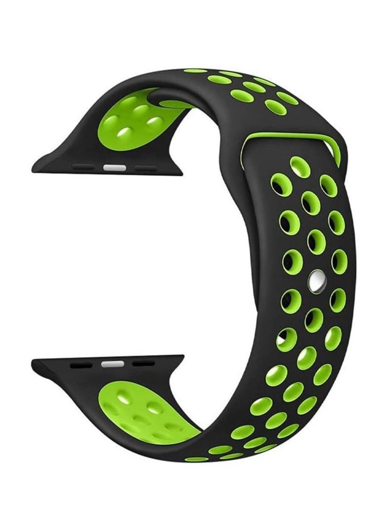 Generic - Compatible with Apple Watch Band 45mm 44mm 42mm 49mm ,Soft Silicone Sport Breathable Replacement Band Compatible for Apple Watch SE iWatch Series 7 8 6 5 4 3 2 1 ultra,Black/Lemon L/M - Image 1