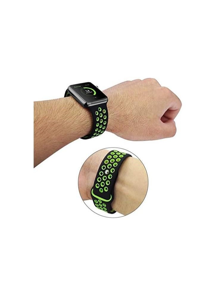 Generic - Compatible with Apple Watch Band 45mm 44mm 42mm 49mm ,Soft Silicone Sport Breathable Replacement Band Compatible for Apple Watch SE iWatch Series 7 8 6 5 4 3 2 1 ultra,Black/Lemon L/M - Image 1