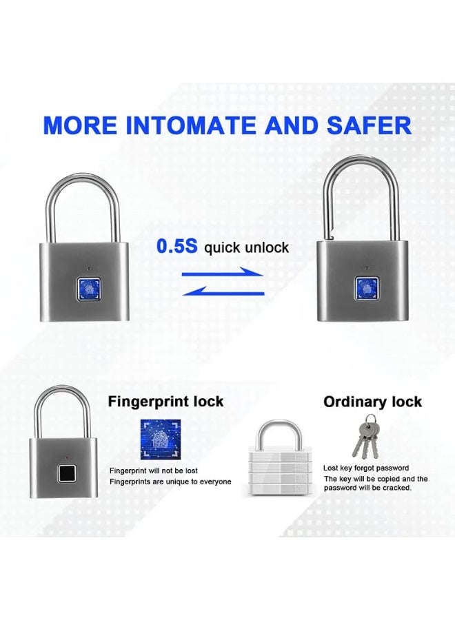 lock-sy223 Fingerprint Padlock with Bluetooth – USB Rechargeable Waterproof Smart Lock – Ideal for Gym, Luggage & Lockers – Black - Image 2