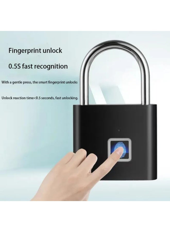 lock-sy223 Fingerprint Padlock with Bluetooth – USB Rechargeable Waterproof Smart Lock – Ideal for Gym, Luggage & Lockers – Black - Image 3