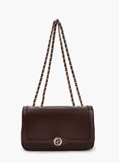 Celeste Solid Crossbody Bag with Chain Strap and Flap Closure