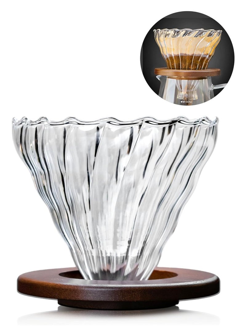 MIBRU V60 600ml Heat Resistant Glass Drip Coffee Maker Pour Over Server with Filter 3 in 1 Tea Pot Distillation Funnel Portable for Daily Use Home and Outdoor - Image 2