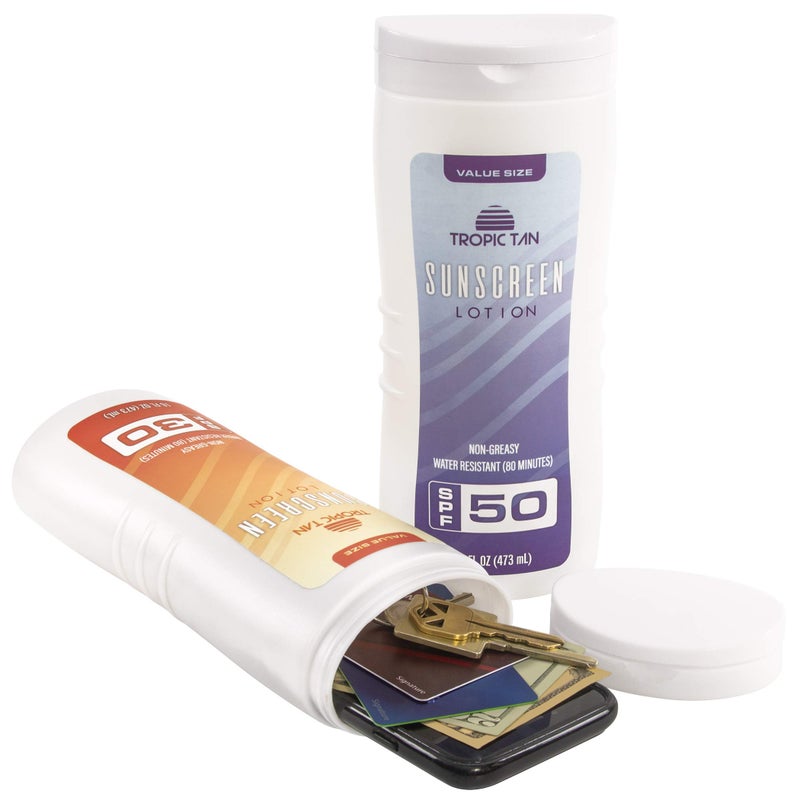 GoPong Sunscreen Diversion Safe Bottles 2 Pack Safely Hides Your Valuables