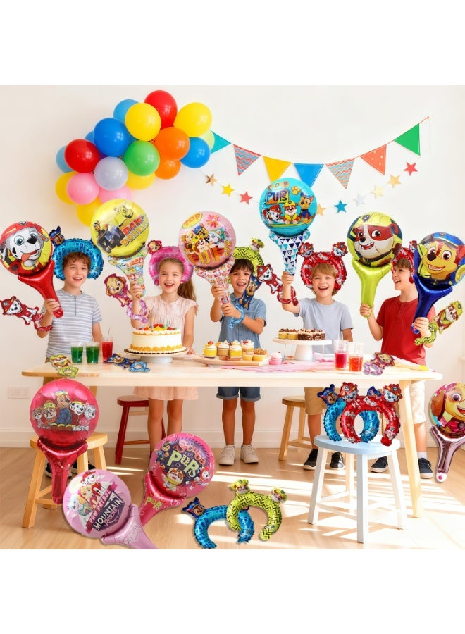 ILovhaprty 36PCS PAW Patrol Foil Balloon Set for Kids – PAW Patrol Handheld Stick Balloons & Wearable Headband Balloons, Wrist Wearing Balloons PAW Patrol Birthday Party Decorations, Photo Props & Party Favors - Image 5