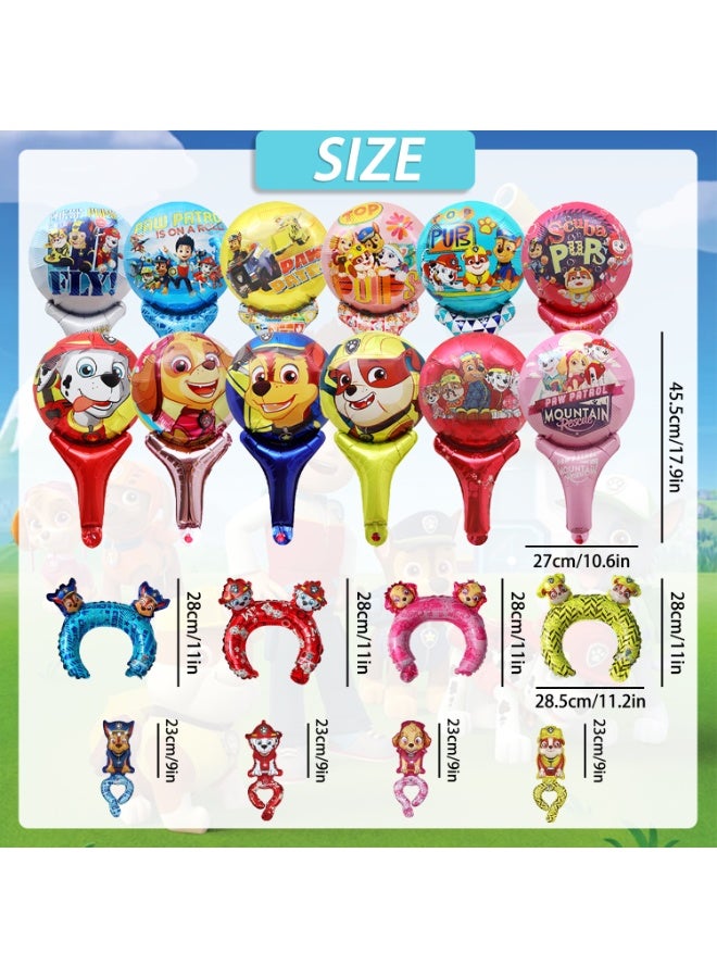 ILovhaprty 36PCS PAW Patrol Foil Balloon Set for Kids – PAW Patrol Handheld Stick Balloons & Wearable Headband Balloons, Wrist Wearing Balloons PAW Patrol Birthday Party Decorations, Photo Props & Party Favors - Image 3
