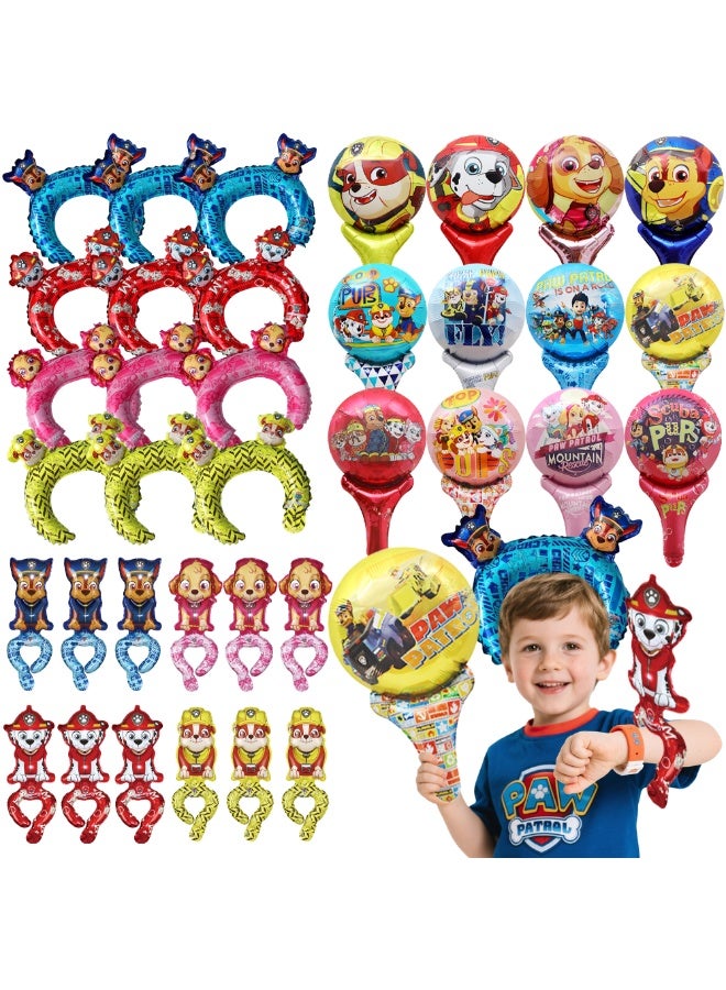 ILovhaprty 36PCS PAW Patrol Foil Balloon Set for Kids – PAW Patrol Handheld Stick Balloons & Wearable Headband Balloons, Wrist Wearing Balloons PAW Patrol Birthday Party Decorations, Photo Props & Party Favors - Image 2