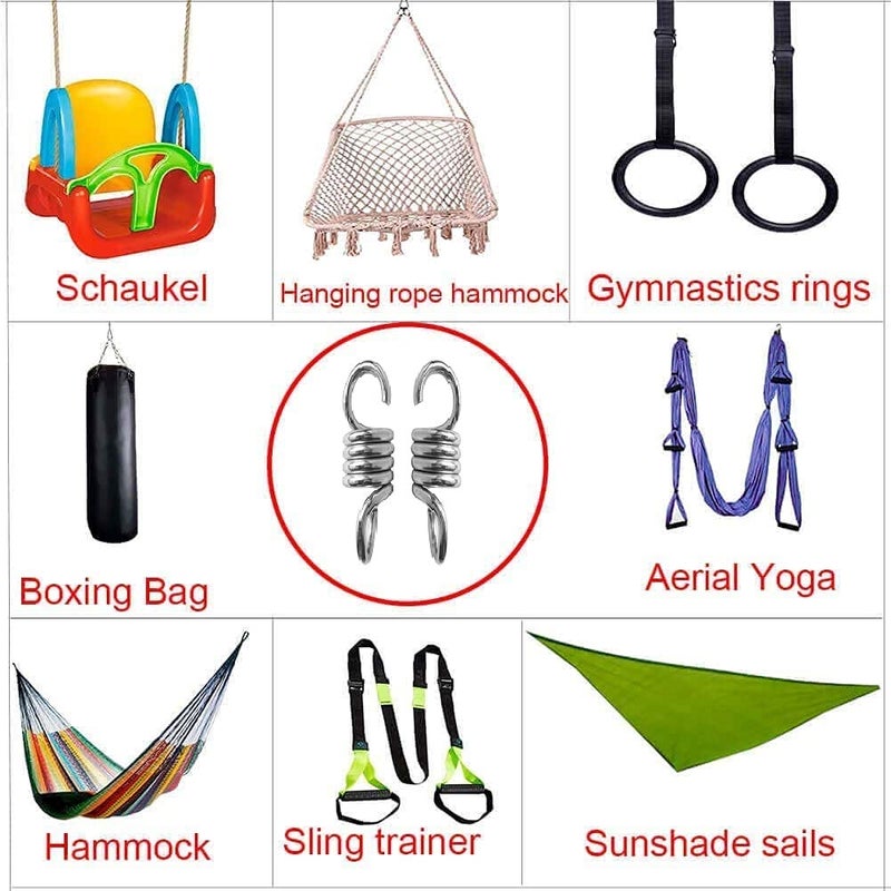 kaushalendra Metal 2Piece Extension Spring Suspension Hook Hanger For Garden Swing Chair Hammock Chair And More Capacity 120 Kg EachSilver - Image 3
