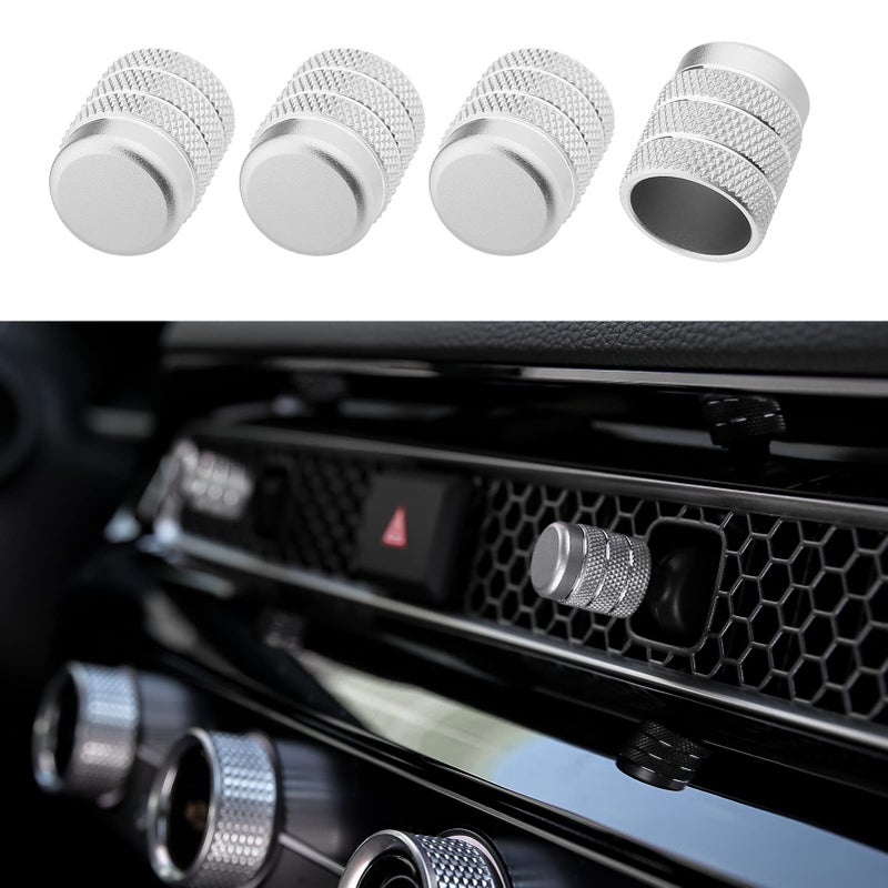CKE 4pcs Compatible with Honda Civic CRV 2025 2024 2023 Accessories Car Center Console Cover Air Vent knob Caps Interior Decoration Cover Trims -Silver - Image 1