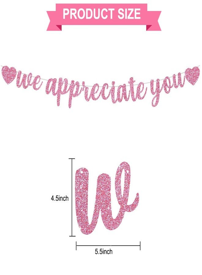 بيشيدا لافتة "بيشيدا" الوردية "نحن نقدرك" - لافتة تقدير للموظفين لتزيين حفلات المكتب، شكرًا لك أيها الموظف، المعلم، الطبيب، الممرضة، تقدير الموظفين - Image 2