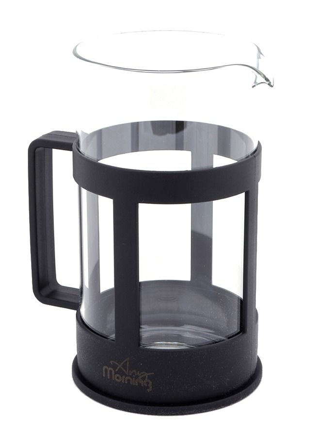 آني مورننغ صانعة قهوة وشاي فرنش بريس سعة 350 مل، كوبان، زجاج بوروسيليكات، مكبس قهوة، فلتر من الستانلس ستيل، متينة ومقاومة للحرارة، باللون الأسود - Image 5