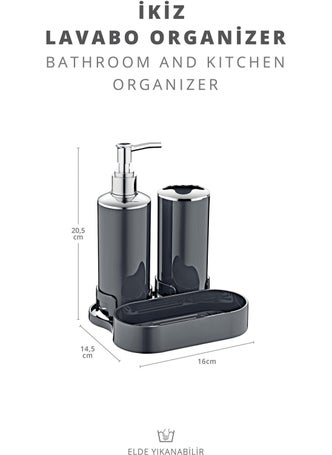 ‎okyanus Home Ocean Home Anthracite Twin Sink Organizer  - Image 2