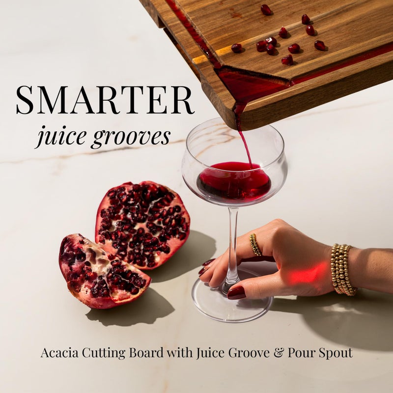 styled settings Wood Cutting Board Set with Holder â€“ Double Sided Cutting Board with Handle (Gold) â€“ 4 Piece Wooden Chopping Board Set with Stand â€“ Reversible Charcuterie Tray for Stylish Kitchens - Image 4